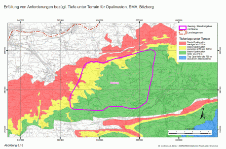 Figur 48-1: (Abbildung 5.16) Dr. von Moos AG, Zürich, Detailkarten Tiefenlage unter Terrain. 
