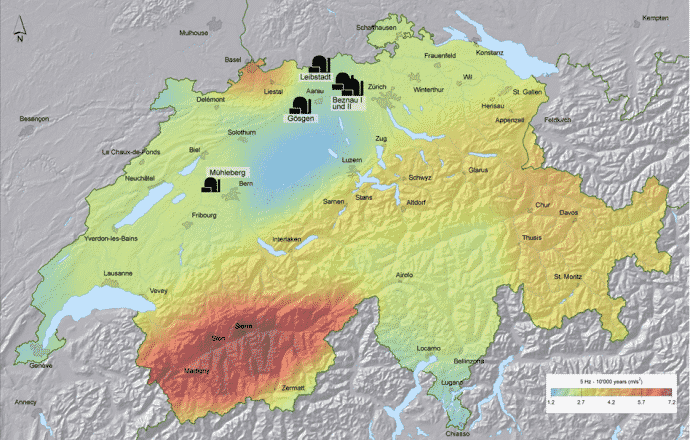 Erdbebengef&auml;hrdungskarte Schweiz