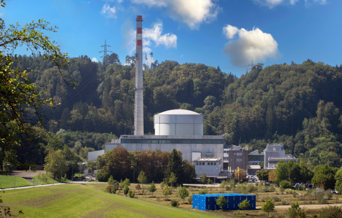 Kernkraftwerk Mühleberg mit Wiese